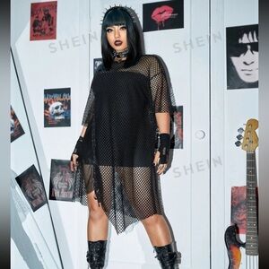 Lace up front fishnet mesh dress without tube dress. NWT